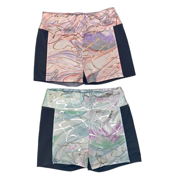 CX.J by Justice | 2 Piece Active Wear Shorts Multi Color w/ Metallic | Size14/16 - Picture 1 of 9